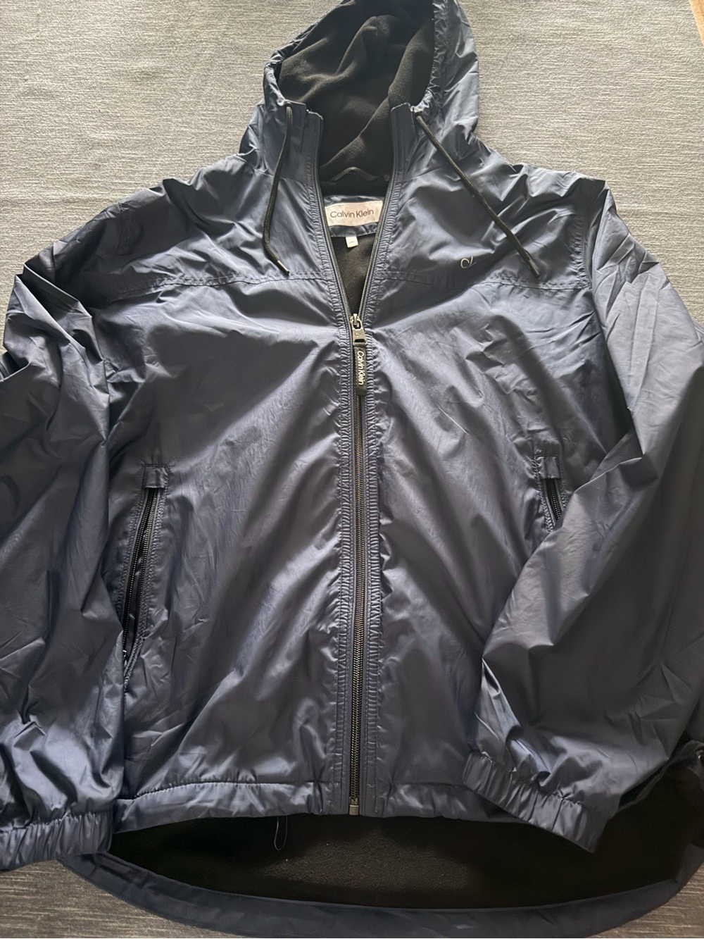 Calvin Klein Men's Hooded Navy Windbreaker Jacket